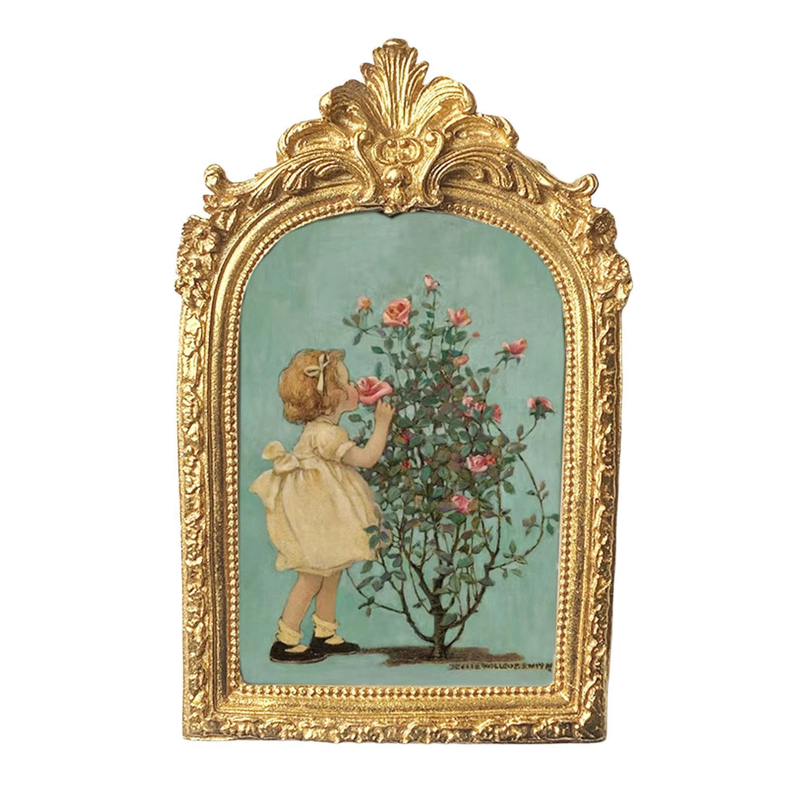 ALCXAZS Exquisite Photo Frame Vintage Retro Holder Chic Resin Tabletop Display Stunning Living Room Ornament Gift Offering Resin Photo Holder Living Room