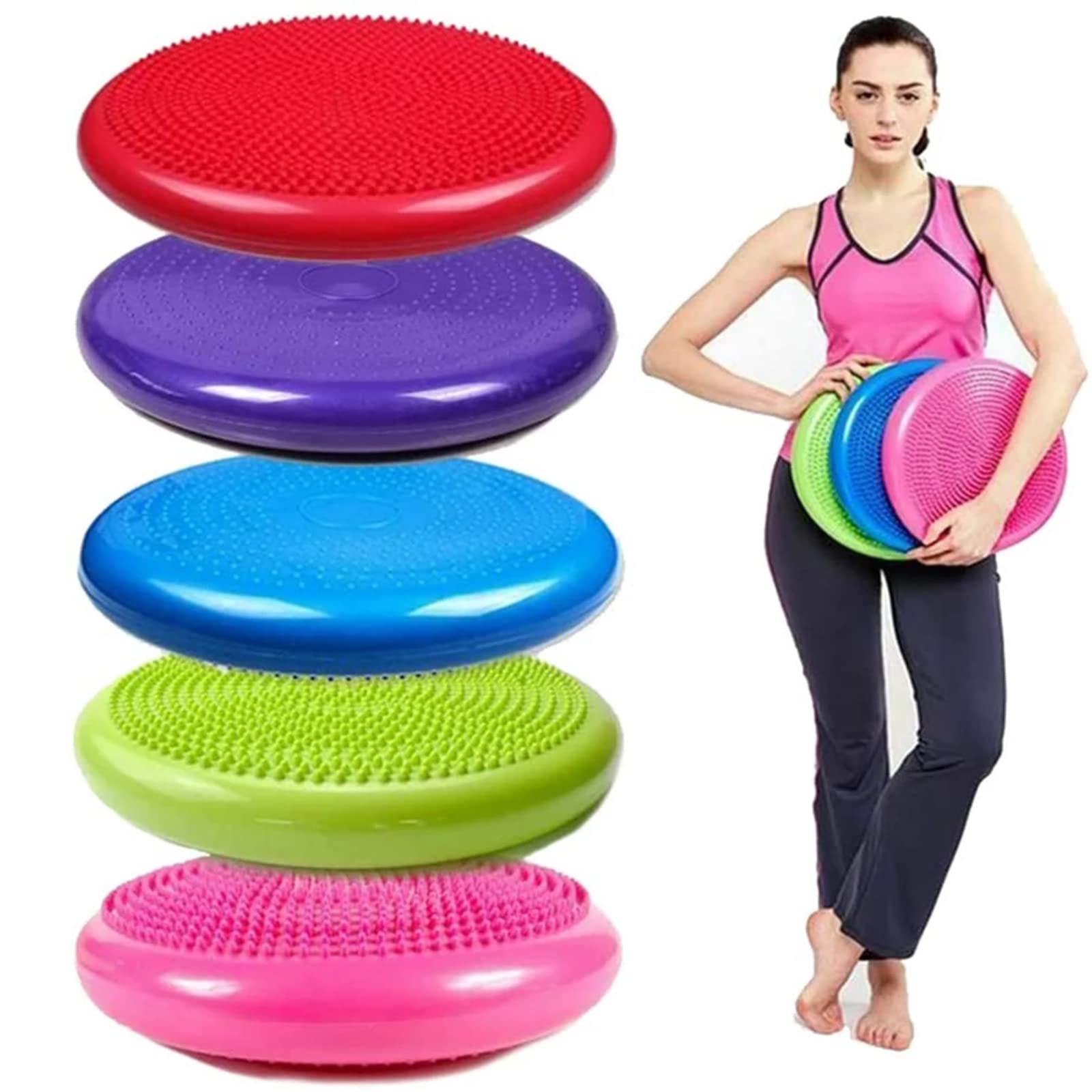 ORGNX Disco de equilibrio, cojín tambaleante de estabilidad, tabla de equilibrio para ejercicios de yoga, mejora la estabilidad, fuerza del núcleo y la atención de la postura, bomba incluida