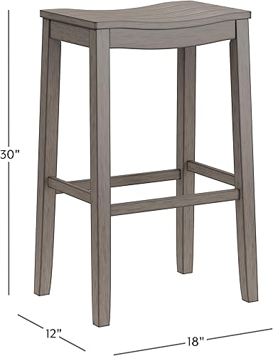 Miniatura 32 de Hillsdale Fiddler Taburete de madera sin respaldo con asiento estilo silla de montar, gris envejecido gris (Aged Gray),marino,Negro -,Blanco