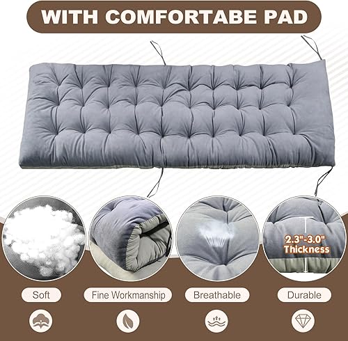 Miniatura 5 de DoCred Silla cómoda, silla plegable reclinable para dormitorio y sala de estar, sillas reclinables plegables para patio, silla de descanso con cojín