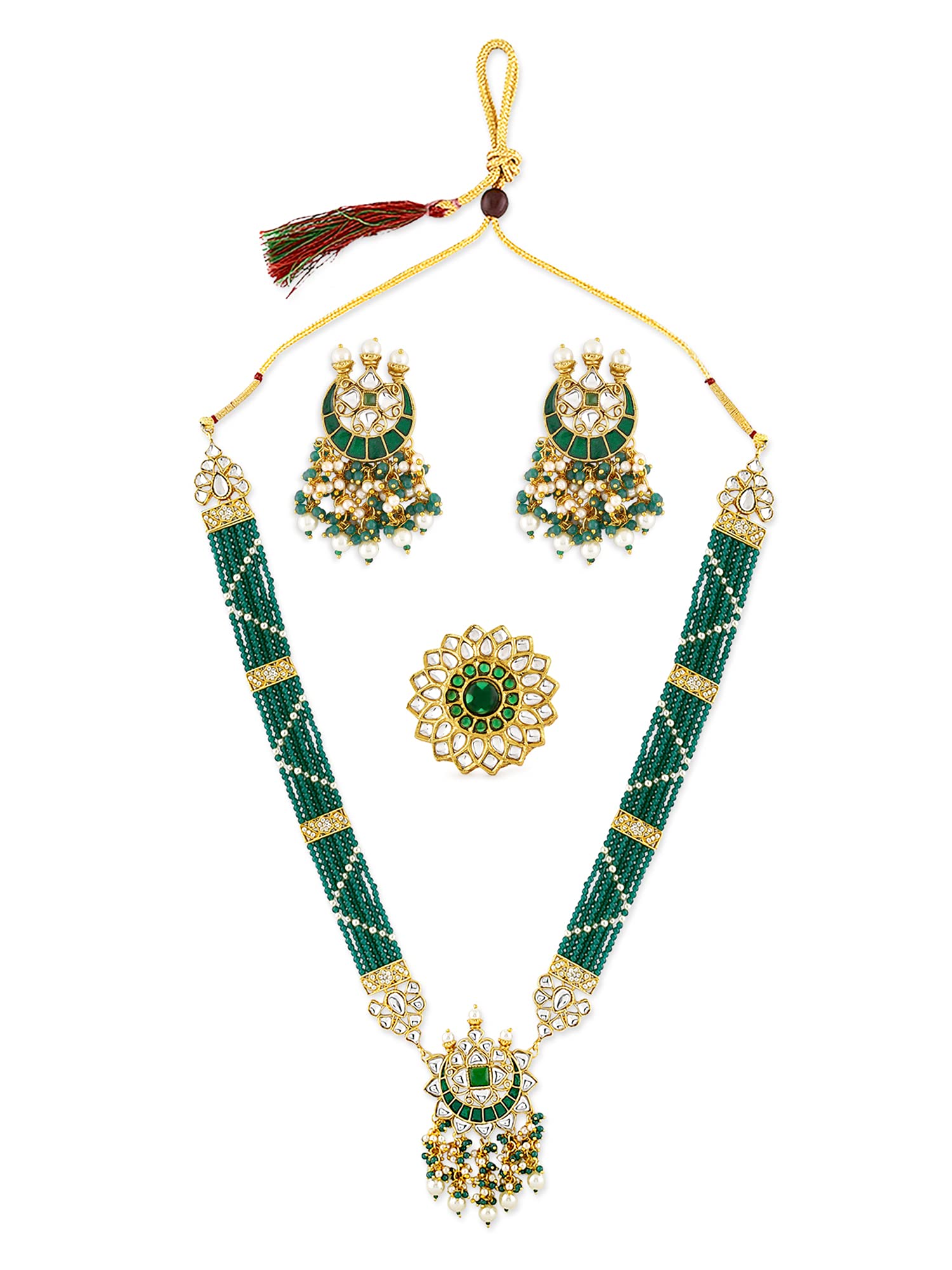 See full amazon price history chart for ZAVERI PEARLS Green Beaded Meenakari Long Kundan Necklace Earring & Ring Set For Women-ZPFK10831 ZAVERI PEARLS Green Beaded Meenakari Long Kundan Necklace Earring & Ring Set For Women-ZPFK10831 (B09GNBC8FP) Amazon Price History, Amazon Price Tracker