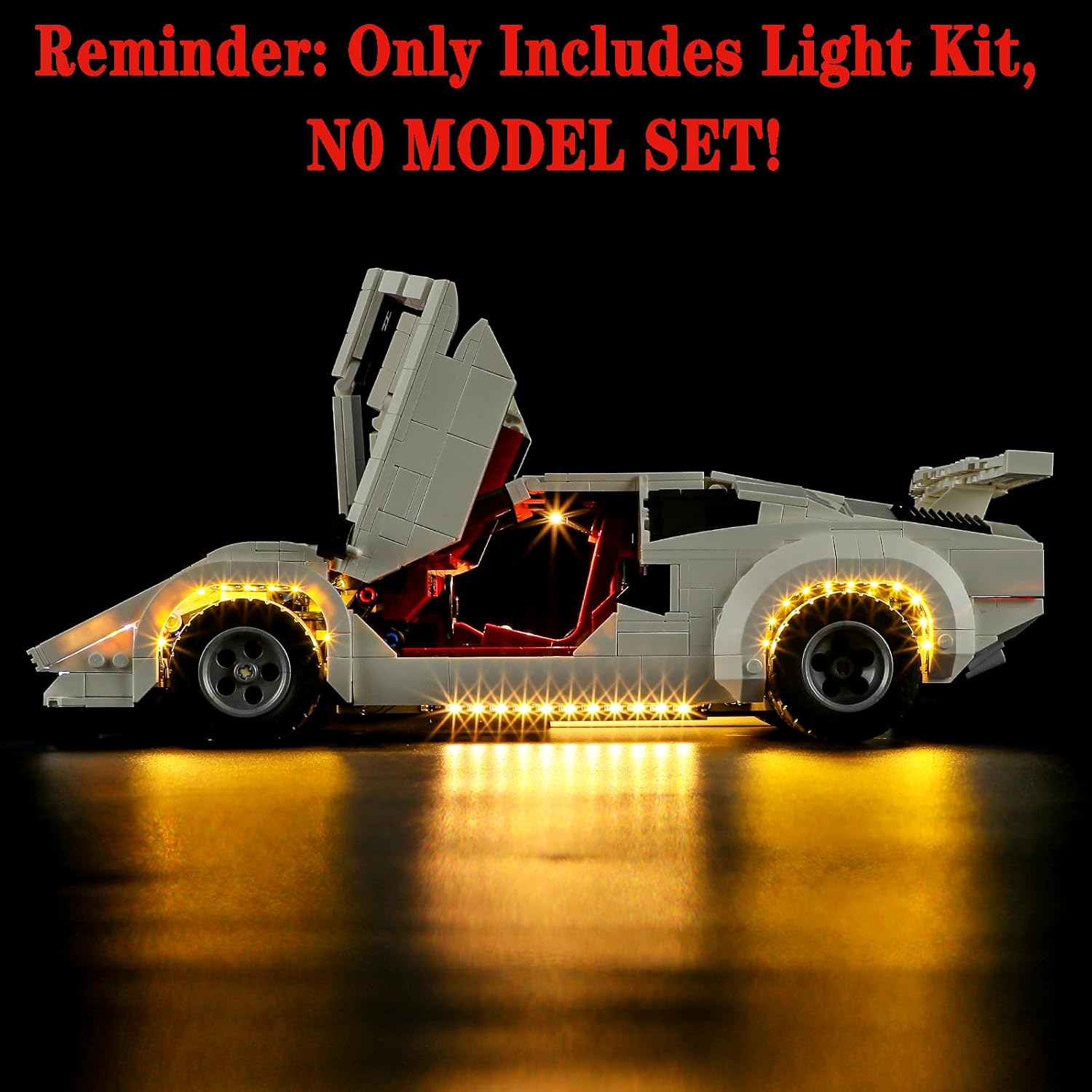LED Light Set Compatible with Lego 10337 Lamborghini Countach 5000 Quattrovalvole Icons Building Blocks Model - Model Set NOT Included