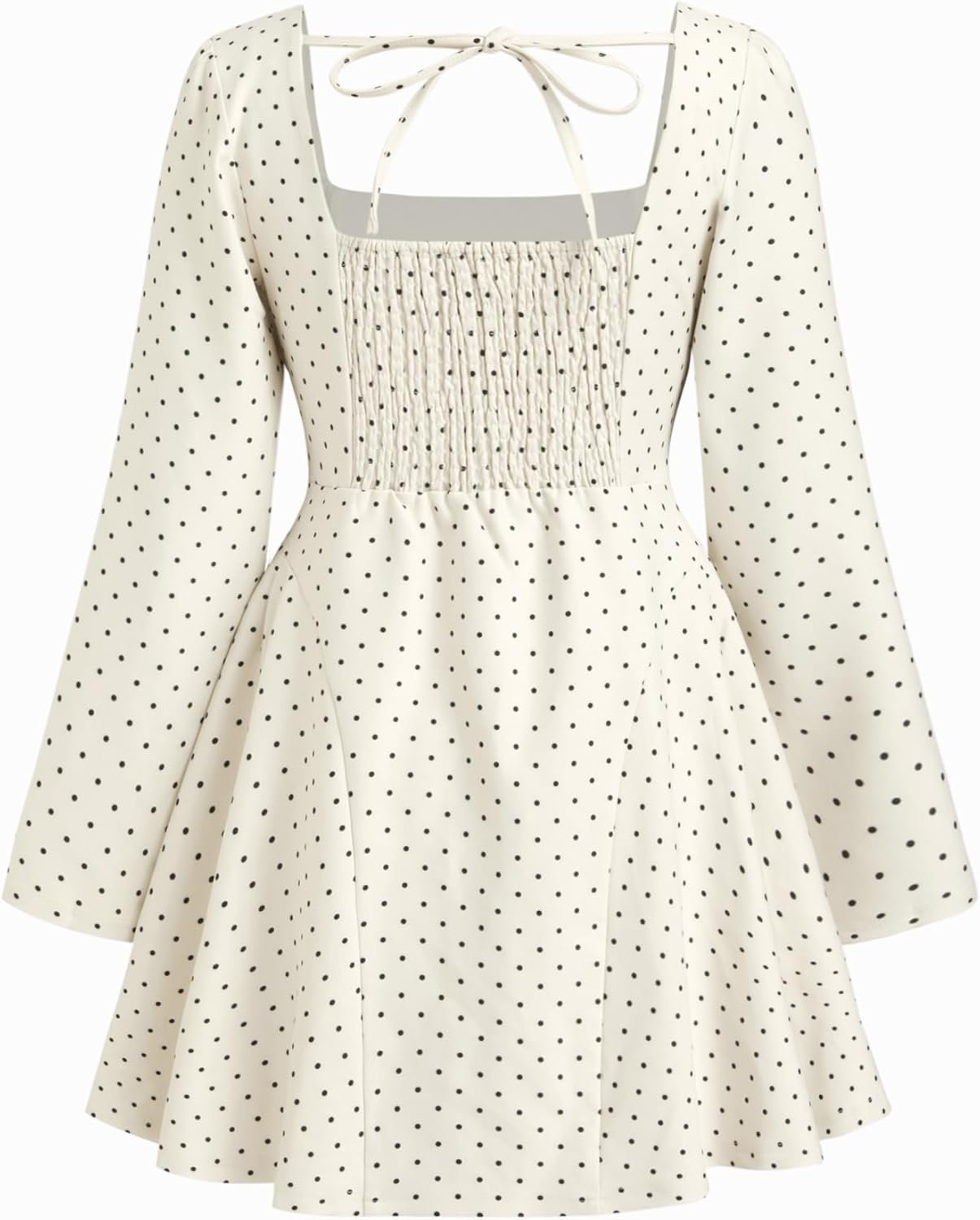 CIDER Womens Polka Dot Dress Vintage Square Neck Casual Long Sleeve A Line Mini Date Night Dress Fall 2025 - Image 5