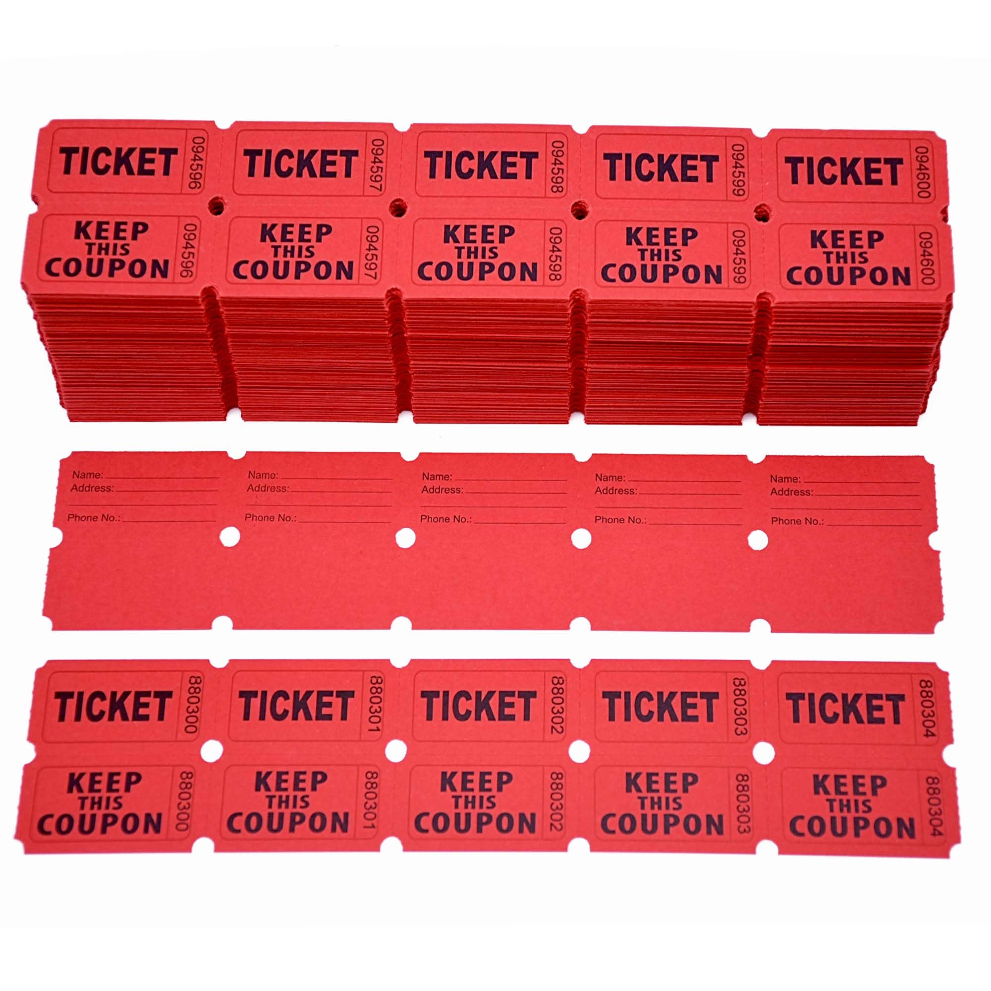 Homrelaxy 2000 Pcs 1000 Pairs Raffle Tickets, 50/50 Double Raffle Tickets, 250 Double Tickets Per Stack, for Events, Entry, Carnivals, and Door Prizes