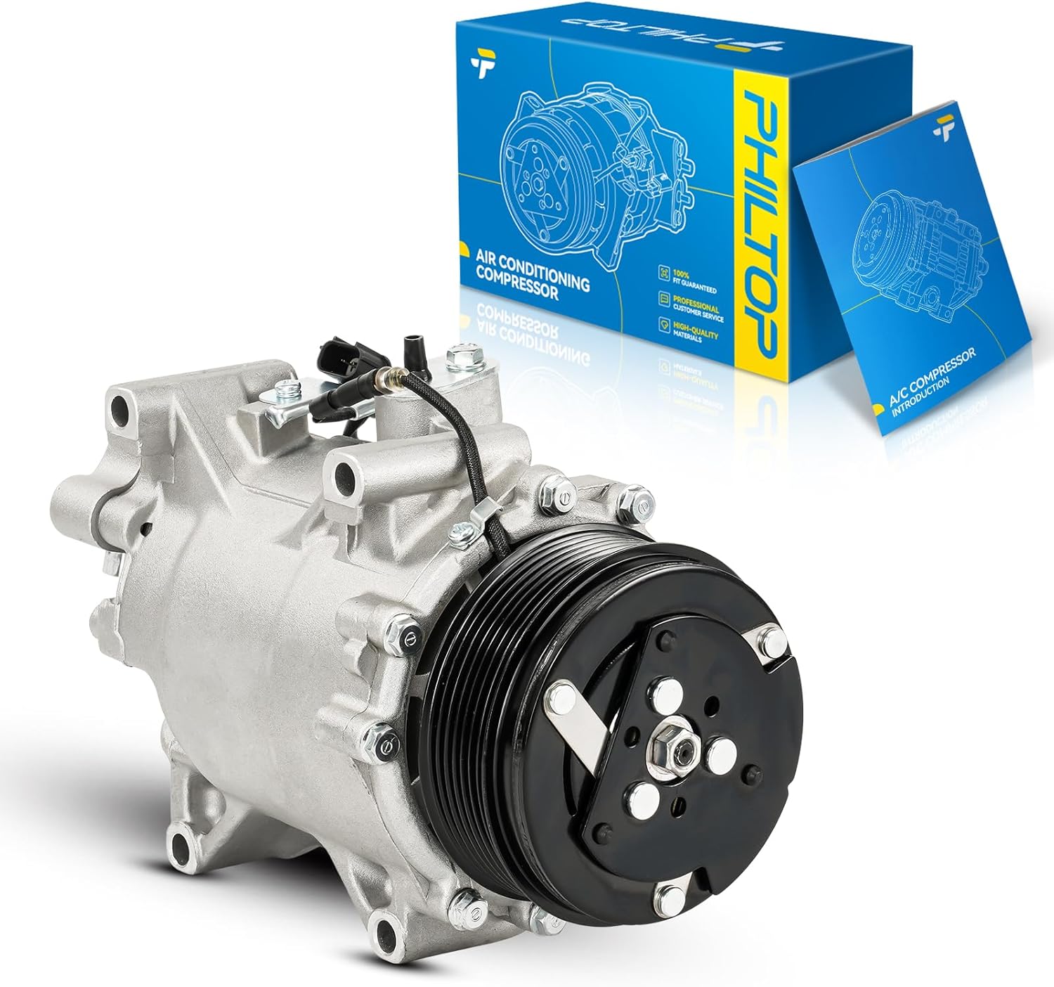 PHILTOP 471-7056 98580 Air Conditioning Compressor Compatible with CR-V 2007 2008 2009 2010 2011, RDX 2007-2012, AC Compressor with Clutch