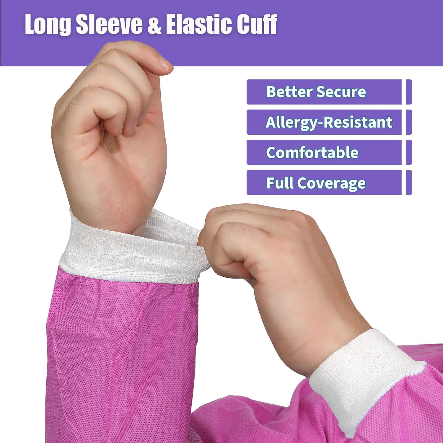 Omnia Dental Disposable Lab Coats | Durable SMS 45g Soft Knit Cuffs & Collar With 3 Pockets | Knee Length Medical Lab Coat