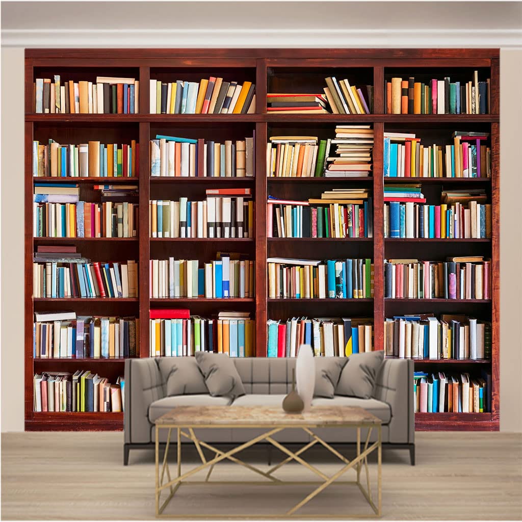Papier peint panoramique 3D bibliothèque pour agrandir visuellement une petite pièce