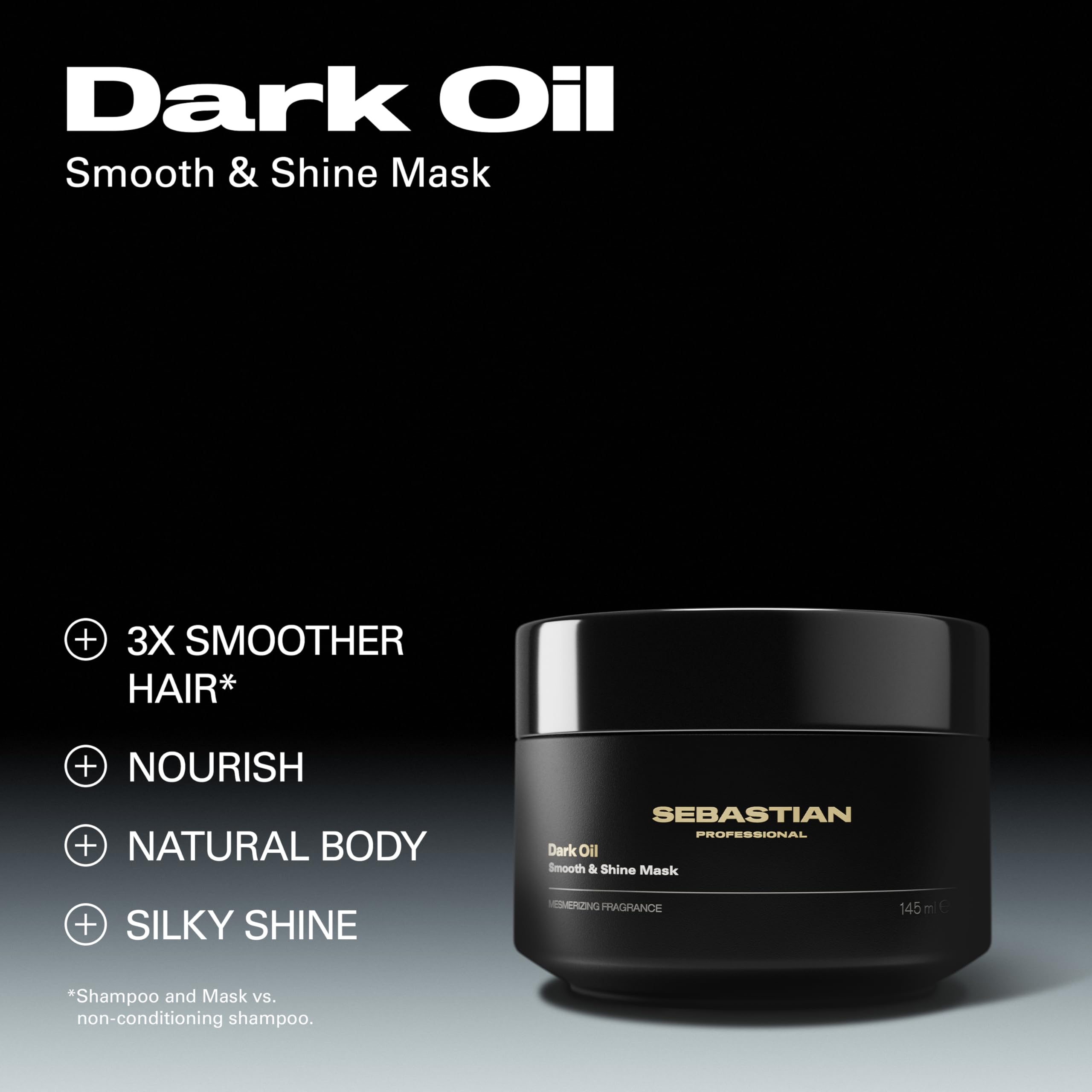 Sebastian Professional Dark Oil Smooth and Shine Mask | Lightweight Hair Styling Oil | Infused with Sandalwood, Cedarwood, & Argan Oils | 4.9 fl oz