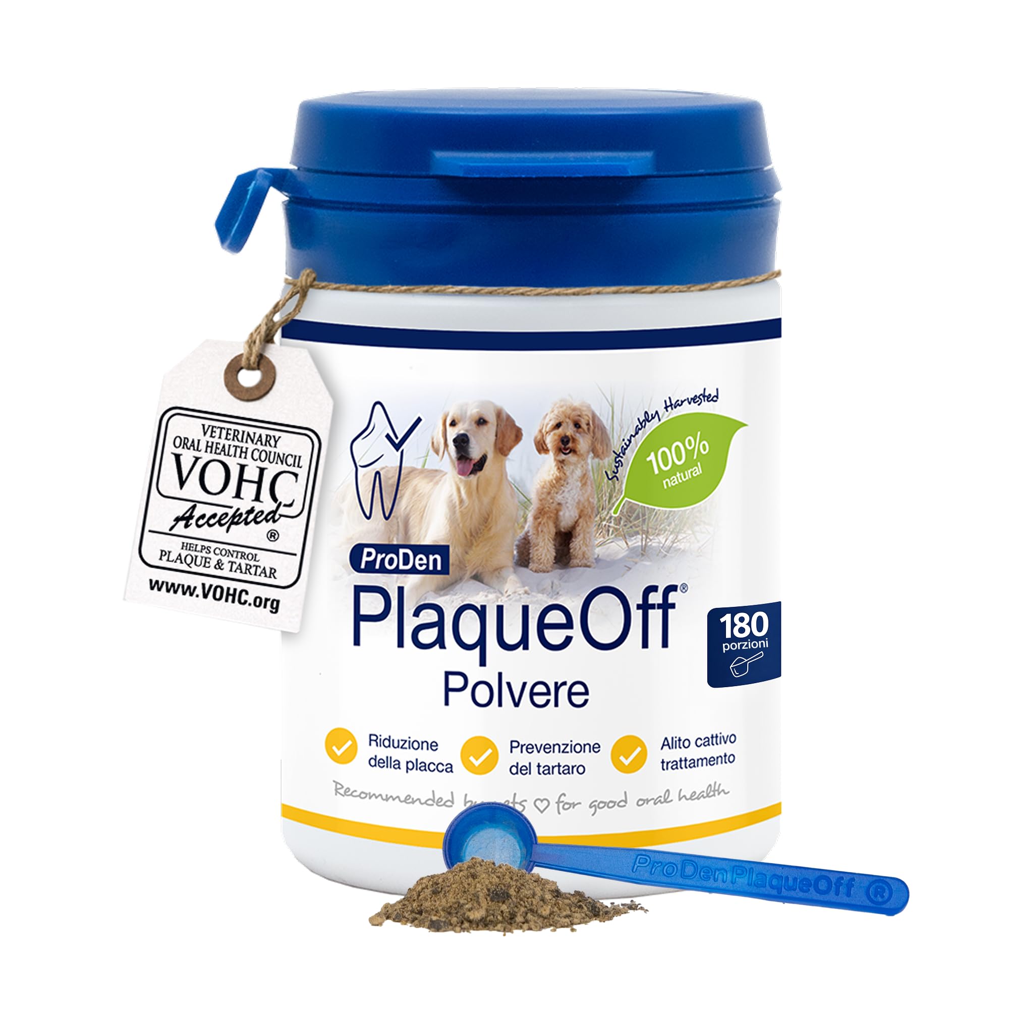 ProDen PlaqueOff 60g per Cani e Gatti – Aiuta a Ridurre Placca, Tartaro e Alito Cattivo – Pulizia Dentale 100% Naturale – Clinicamente Testato