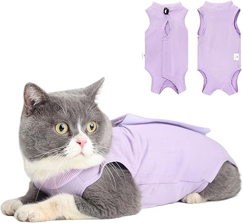 Traje de recuperación para gatos para heridas abdominales o enfermedades de la piel, mameluco de gato para gatos después de la cirugía, traje de