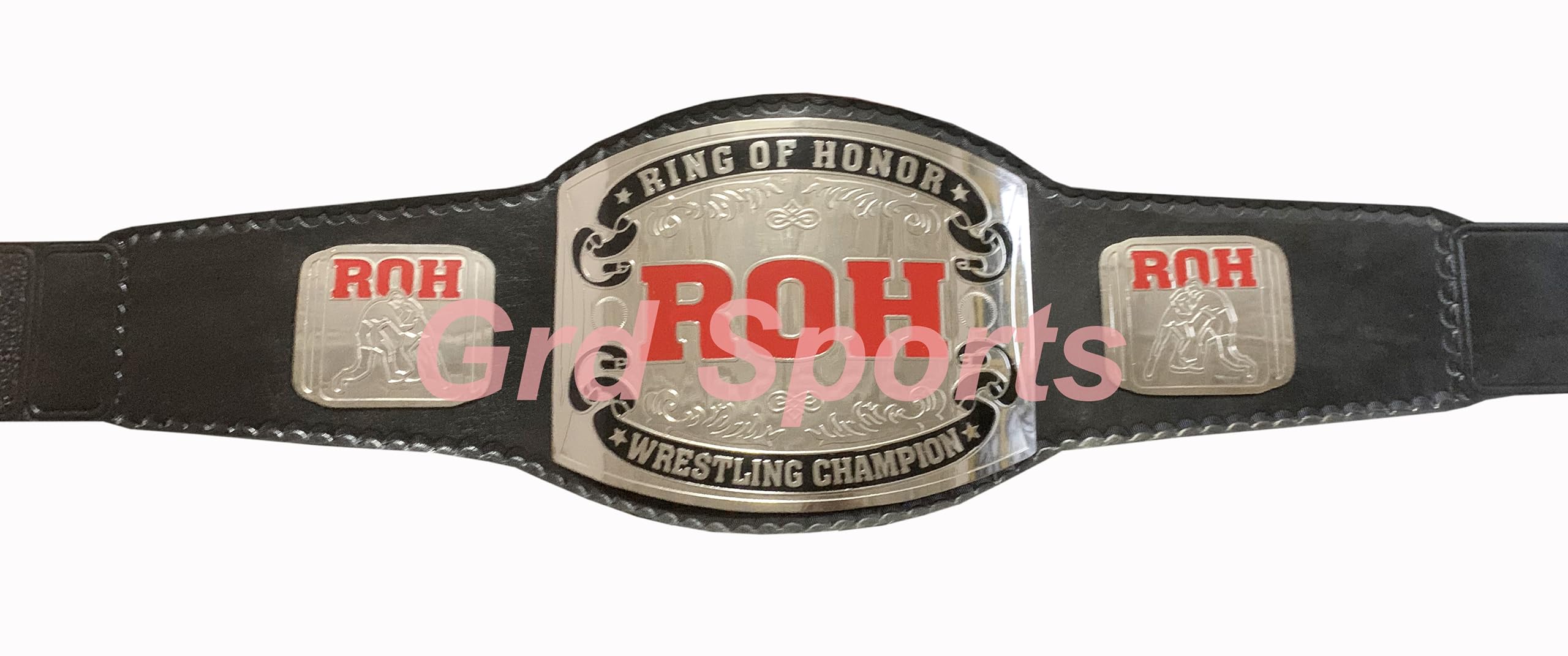 Grd Sports Silver Adult Cowhide Leather Wrestling Belt