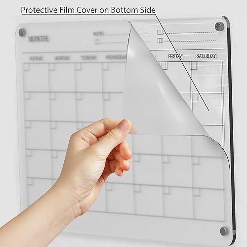 Miniatura 6 de MOONDI - Calendario acrílico magnético para refrigerador, calendario transparente para nevera, borrado en seco, calendario magnético para nevera,