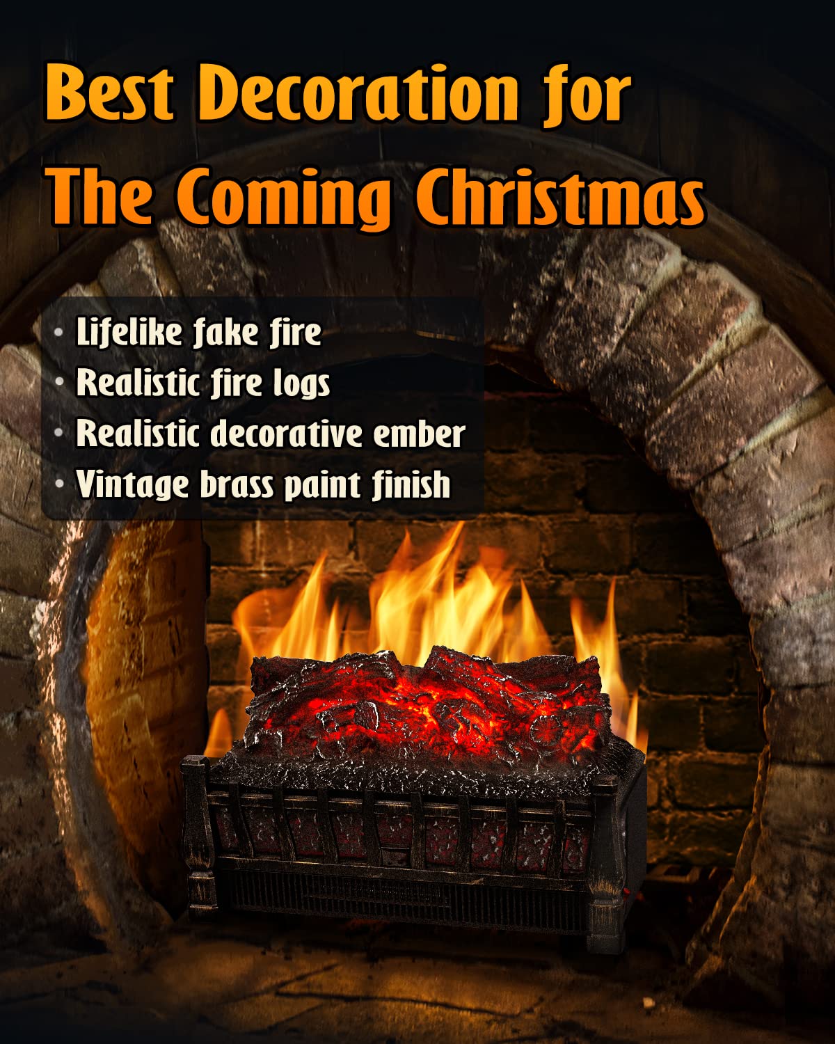 Amazon.com: Electric Fireplace Logs Heater, 21'' Fireplace Insert  w/Realistic Fake Fire, 4 Flame Brightness, Remote Control, 8H Timer,  Overheat Protection, Flickering Fire for Living Room, Christmas Decor :  Home u0026 Kitchen