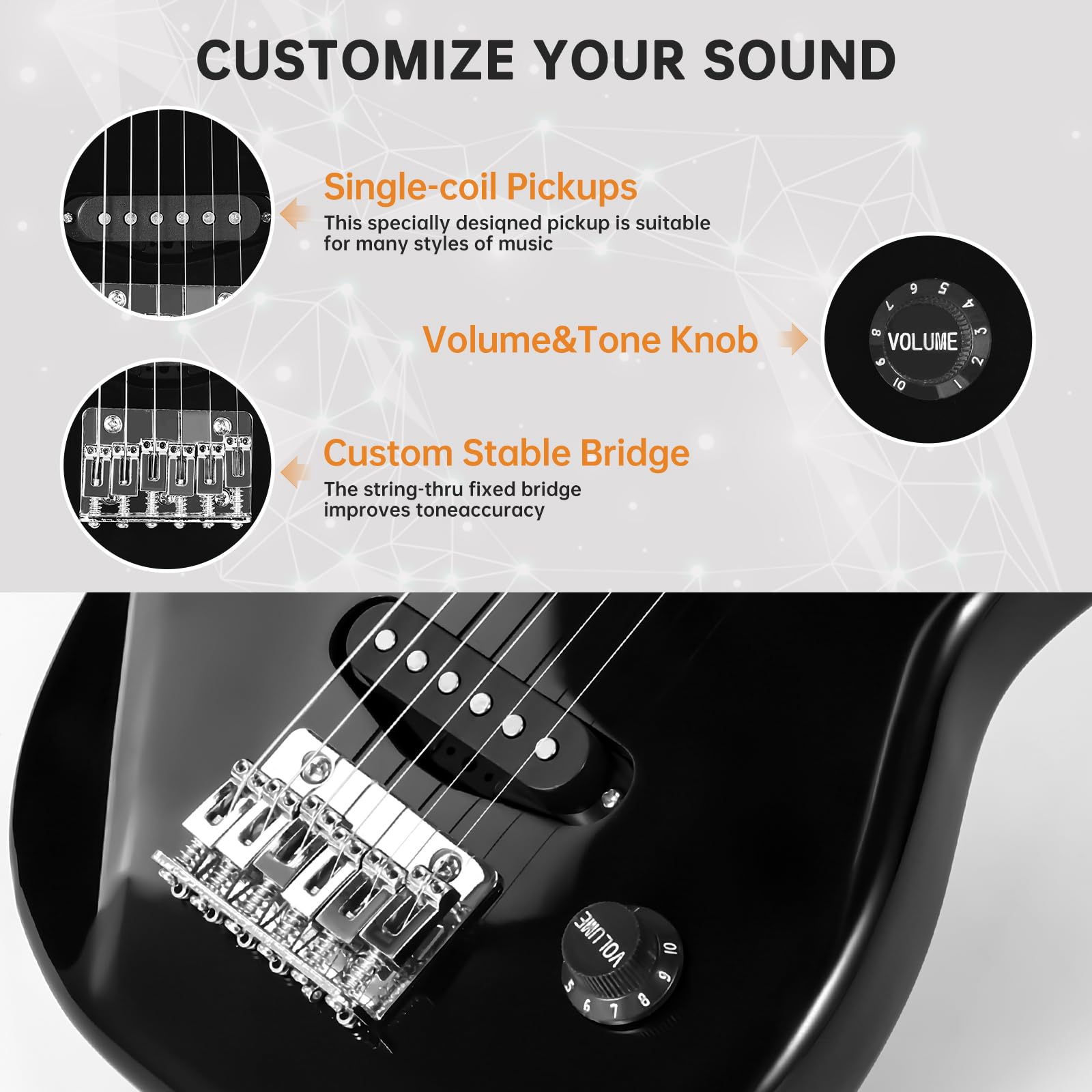 Mini chitarra elettrica per bambini da 76,2 cm, kit per principianti, mini chitarra elettrica per ragazzi e ragazze, starter kit con amplificatore da 5 W, tracolla, custodia, corde