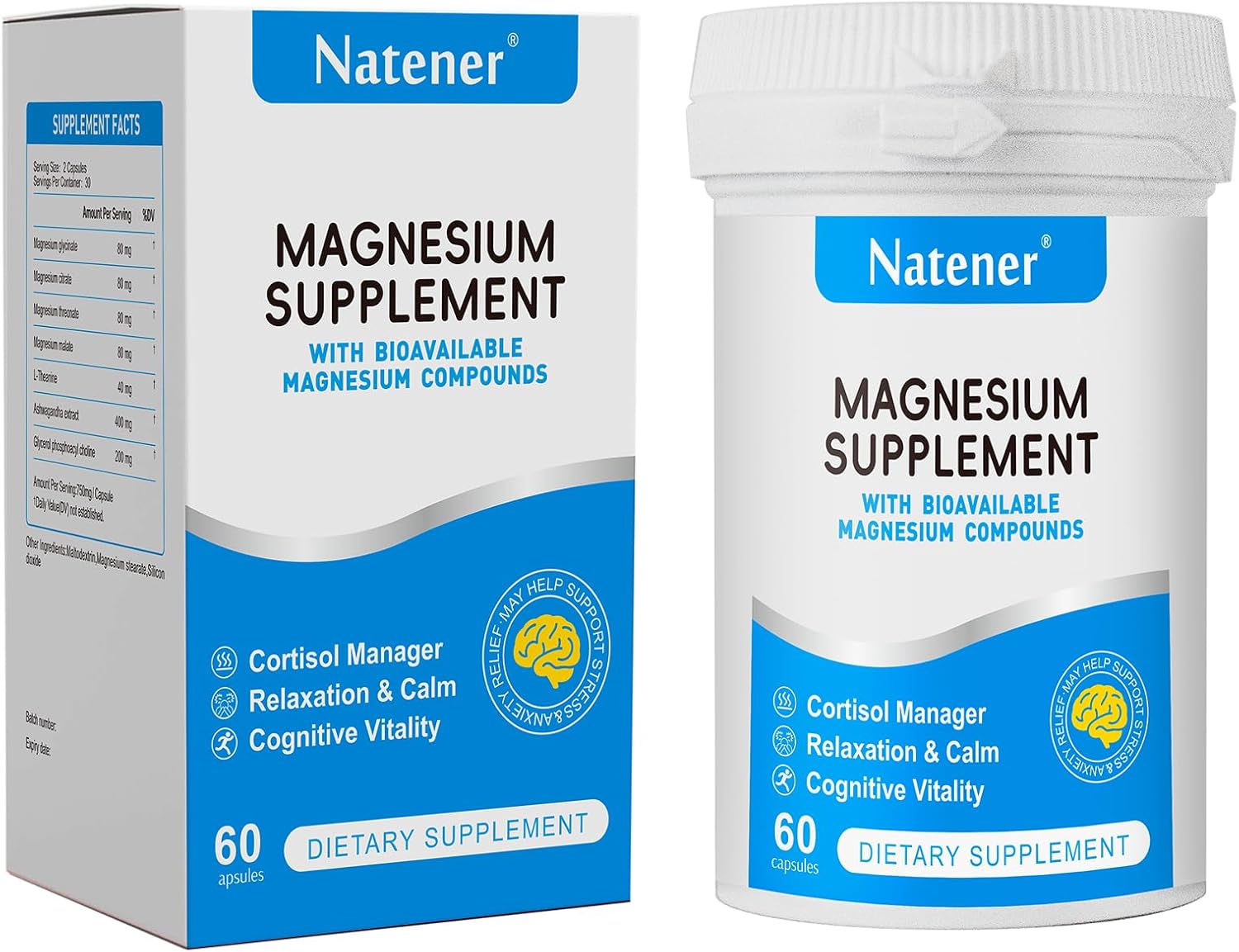 320mg Quad Magnesium & 200mg Alpha GPC & 440mg Ashwagandha + L-Theanine – Support Memory, Focus, Attention & Relaxation* | Magnesium Glycinate/Threonate/Citrate/Malate – 60 Capsules 320mg Quad Magnesium & 200mg Alpha GPC & 440mg Ashwagandha + L-Theanine – Support Memory, Focus, Attention & Relaxation* | Magnesium Glycinate/Threonate/Citrate/Malate – 60 Capsules