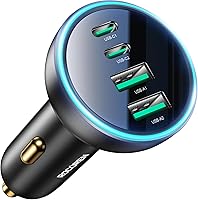 Rocoren 70W 4-Port USB C Car Charger - PD 35W Fast Charging for iPhone 16/15 Pro Max, Samsung S25, Pixel 9 - Multi-Device Family Road Trip Adapter