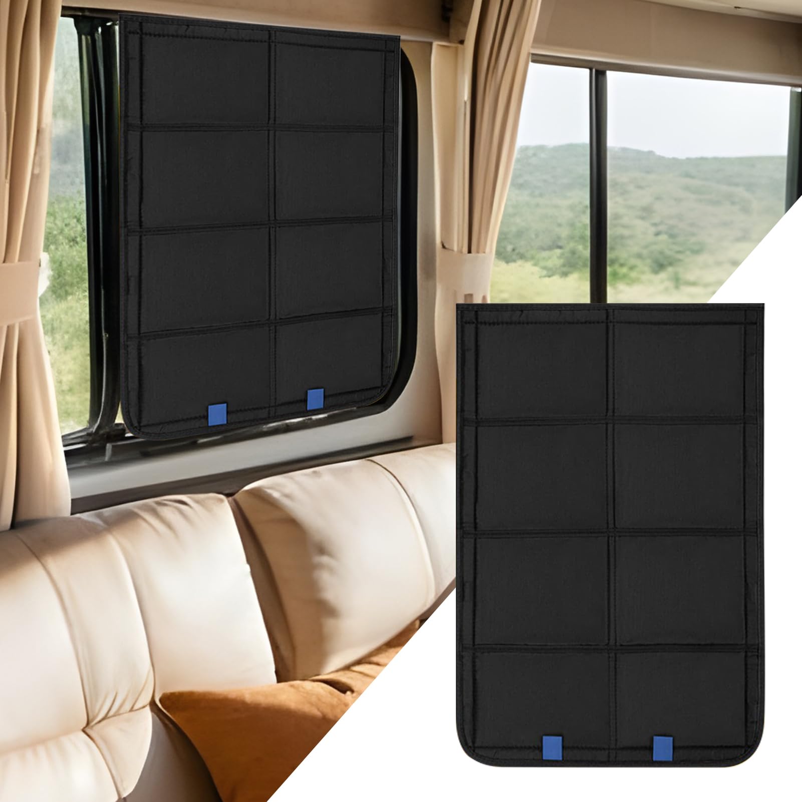 Store pour Fenêtre De Porte De Camping-Car Et Caravane | Protection D'Intimité Magnétique pour Véhicules Récreatifs | Store Occultant Isolant Pliable pour Fenêtre de Camping-Car -,
