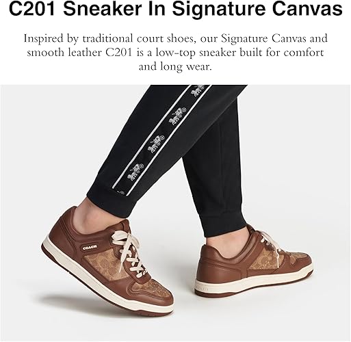 靴 COACH C201 SIG SNKR COACH Men's C201 Signature Coated Canvas Sneakers | Dillard's
