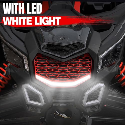 Miniatura 5 de A & UTV PRO Rejilla delantera con barra de luz LED integrada para Can-Am Maverick X3 MAX Turbo R 2017-2023, parrilla de malla para parachoques