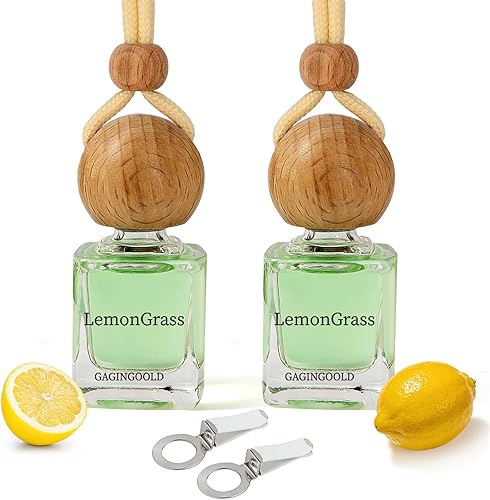 GAGINGOOLD Lemongrass Scented Car Air Freshener, 2-Pack Hanging Diffuser Long La