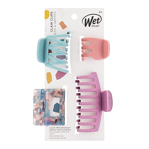 Wet Brush Pinzas de garra de moda tamaños surtidos paquete de 4 color rosa atardecer perfectas para todo tipo de cabello ideal para levantar