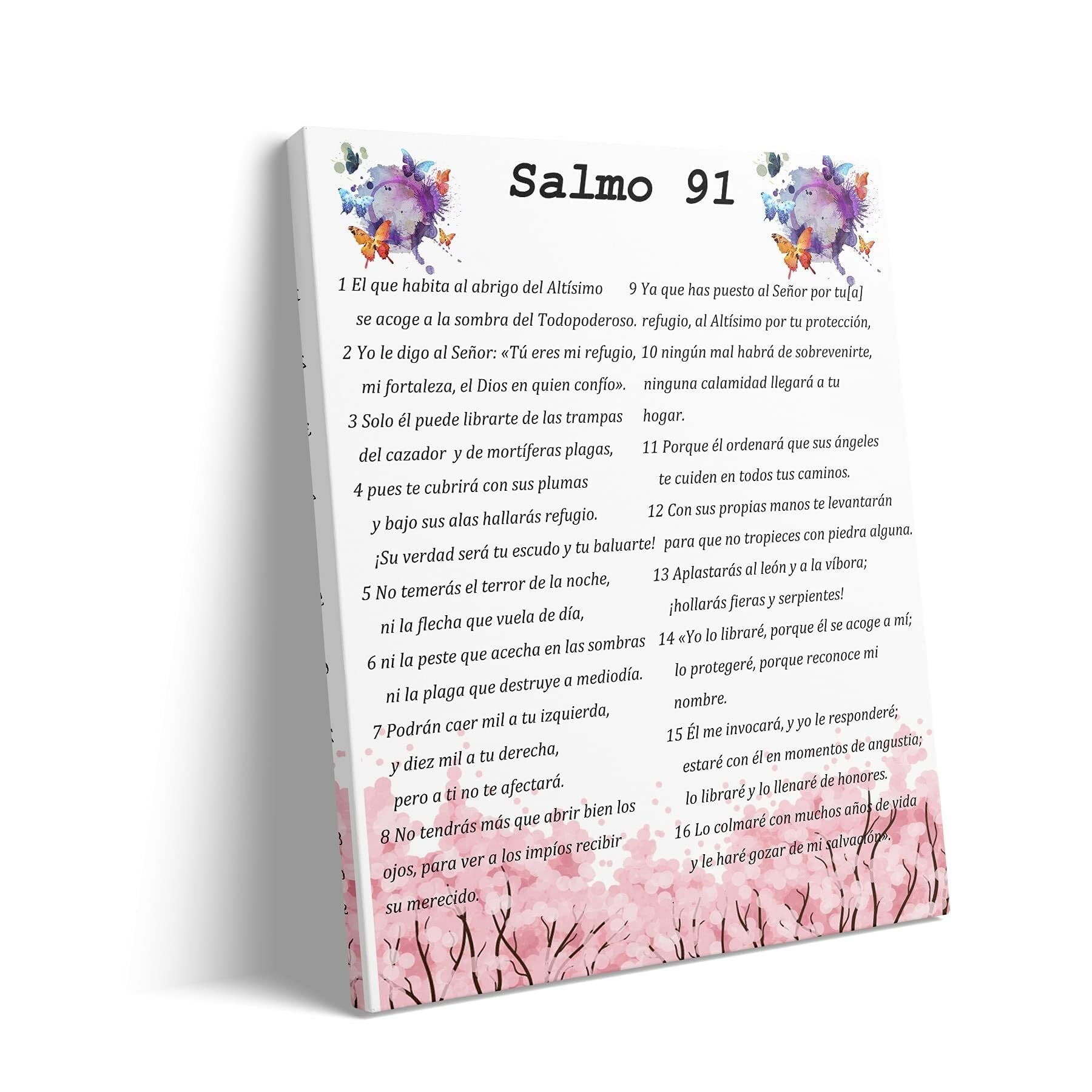 RNUMLIGH Spanish Christian Wall-Art: Psalm 91 Scripture Poster for Room Decorations(Framed,12x18inch(30x45cm))