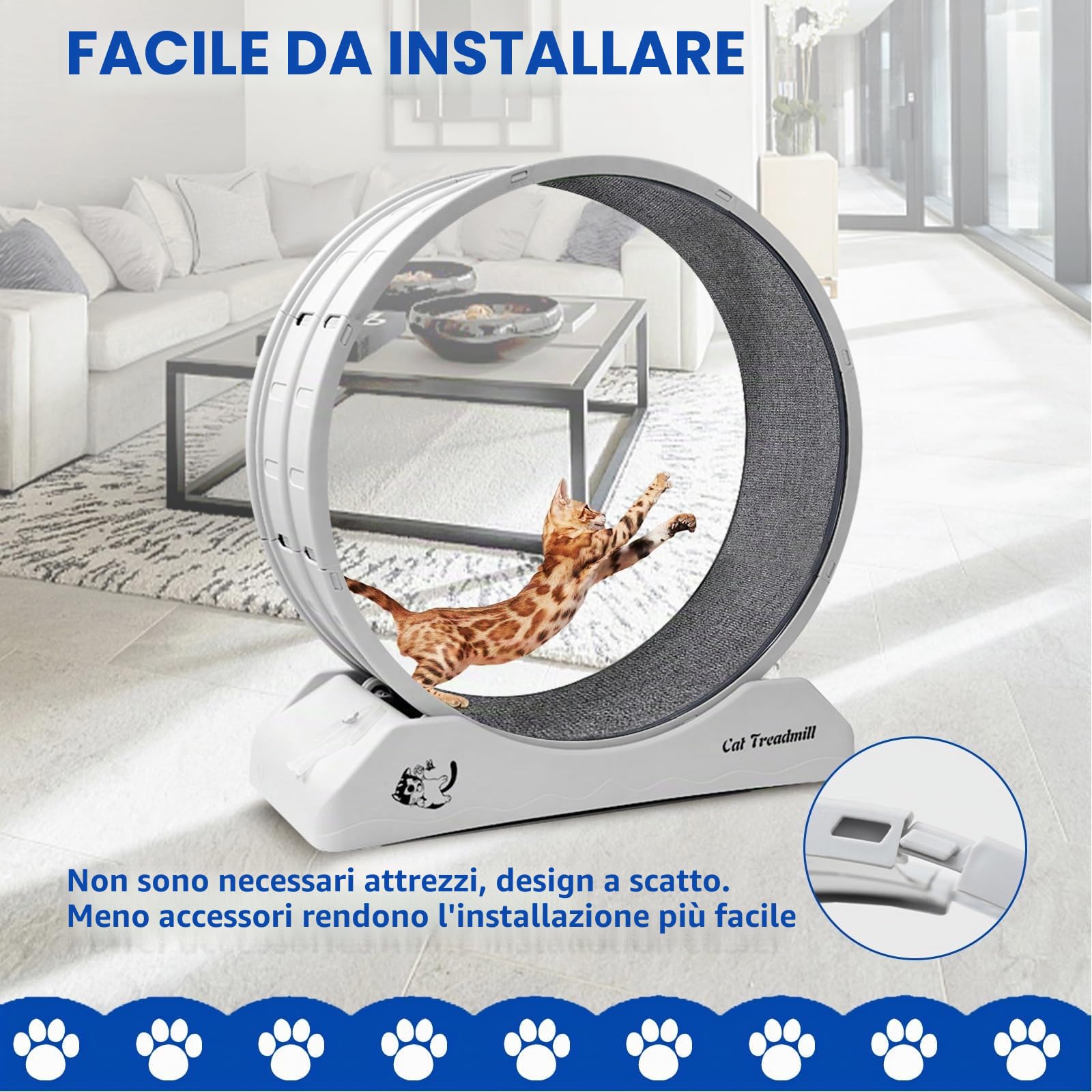 homegroove Ruota per esercizi per gatti, ruote per gatti da 31,5 pollici, per gatti interni, con pista in moquette, ruota da corsa per gatti per esercizi quotidiani e perdita di peso, ruota in