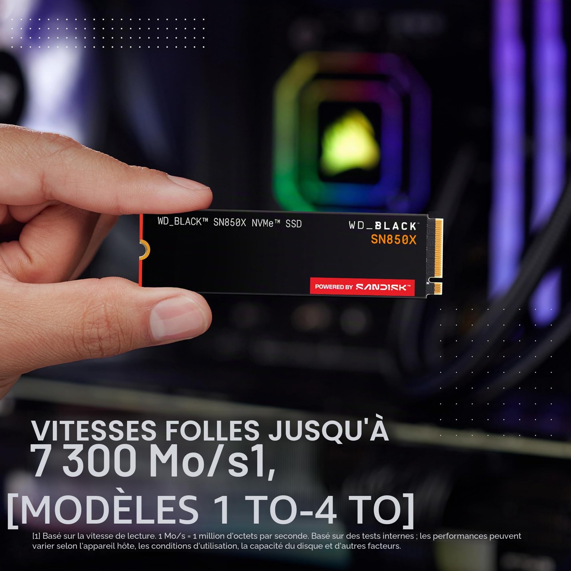 WD_BLACK SN850X 1To M.2 2280 PCIe Gen4 NVMe SSD pour le gaming jusqu'à 7300 Mo/s