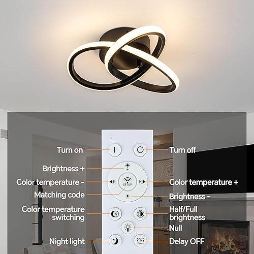 Miniatura 9 de Lámpara de techo moderna de 10 pulgadas, lámpara de techo regulable LED de 24 W con control remoto, temperatura de color ajustable de 3000 a 6000 K,