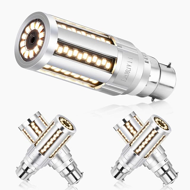 [4 Pack]Fanless 15W Super Bright Corn LED Light Bulb(150 Watt Equivalent) - 3000K Warm White 2200 Lumens - B22 Base Candelabra LED Bulb for Residential and Commercial Lighting - Porch Office