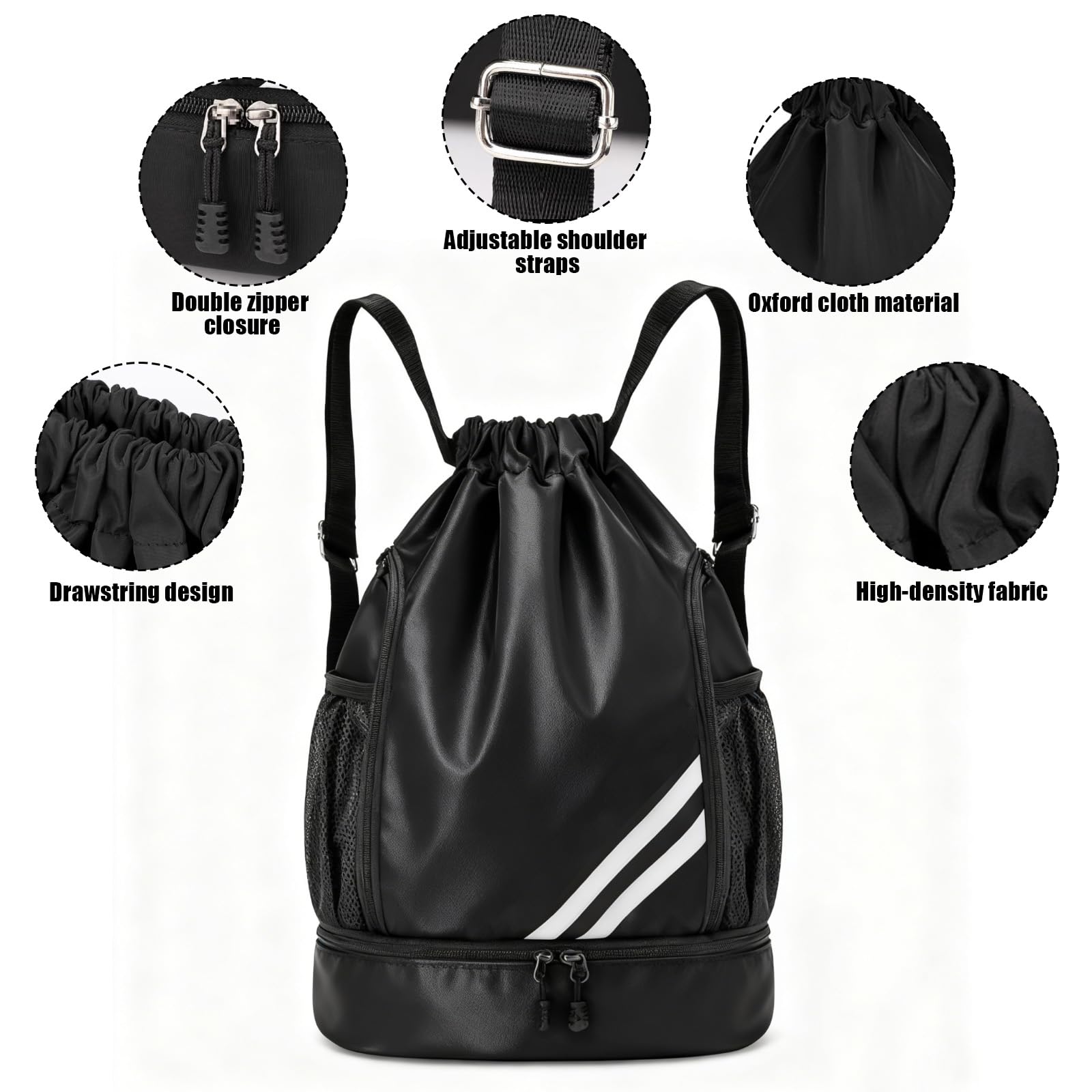 Mochila Gimnasio Hombre Impermeable con Compartimento para Zapatos, Bolsa Deporte Cuerdas Unisex Adulto