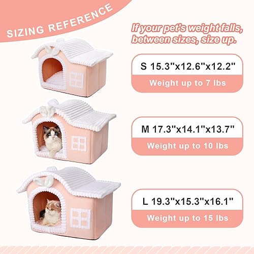 Miniatura 5 de Jiupety Casas de Conejo y Gato para Gatos de Interior, Cueva de Cama para Gatos Linda con Chimenea, Suficiente Espacio Interior, Casa Suave para