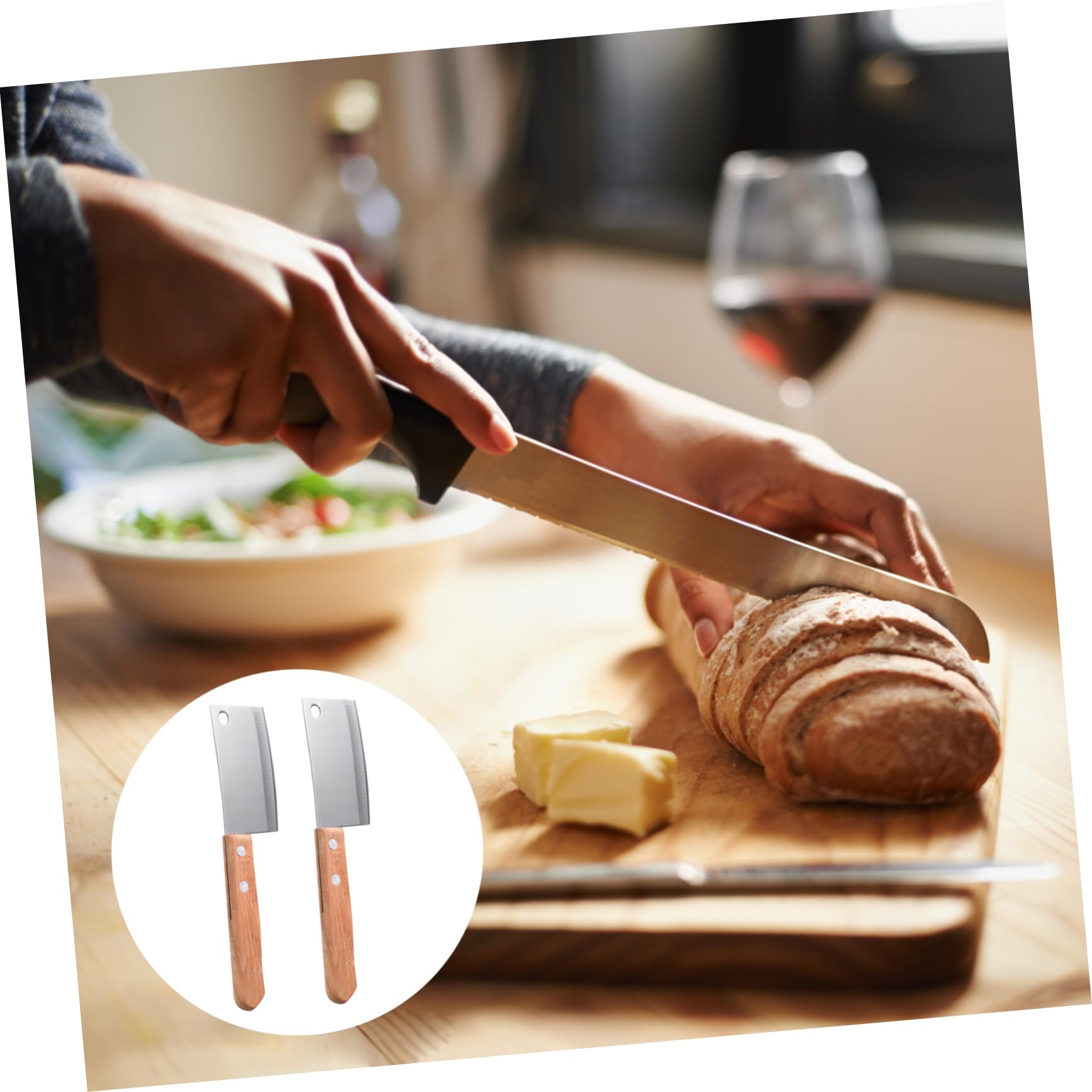 Lot de 2 Mini Couteaux Cuisine pour Pain et Fromage en Acier Inoxydable