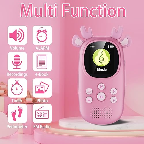 Miniatura 2 de Reproductores MP3 de 64 GB para niños, lindo reno portátil de música Bluetooth Kid MP3, reproductor de MP3 para niños con Bluetooth 5.3, altavoz,