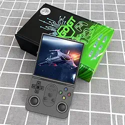 R36S GT Retro Console de videogame portátil,64GB pré-instalado com mais de 15.000 jogos,tela IPS HD de 4 polegadas,bateria de 3500 mAh, bolsa para armazenamento do console de videogame (cor: preta)