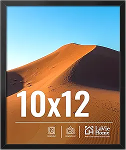 LaVie Home 10x12 Picture Frame for Wall Display, 10x12 Black Picture Frame with HD Plexiglas, 10 x 12 Frame 1 Pack, Display Frame for Vertical or Horizontal, Classic Collection