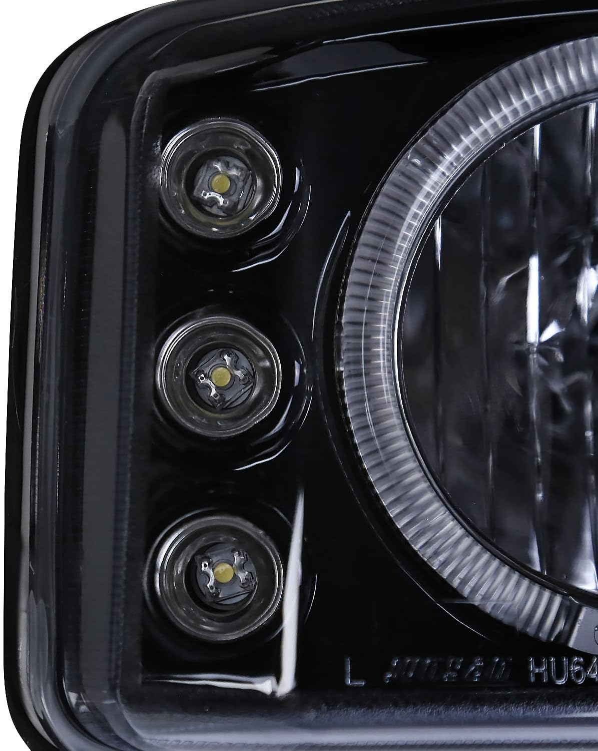 SPEC-D TUNING Halo Glossy Black Housing Smoke Lens Projector LED Headlights Compatible with 1999-2006 GMC Sierra 1500/2500/3500, Left + Right Pair Headlamps Assembly