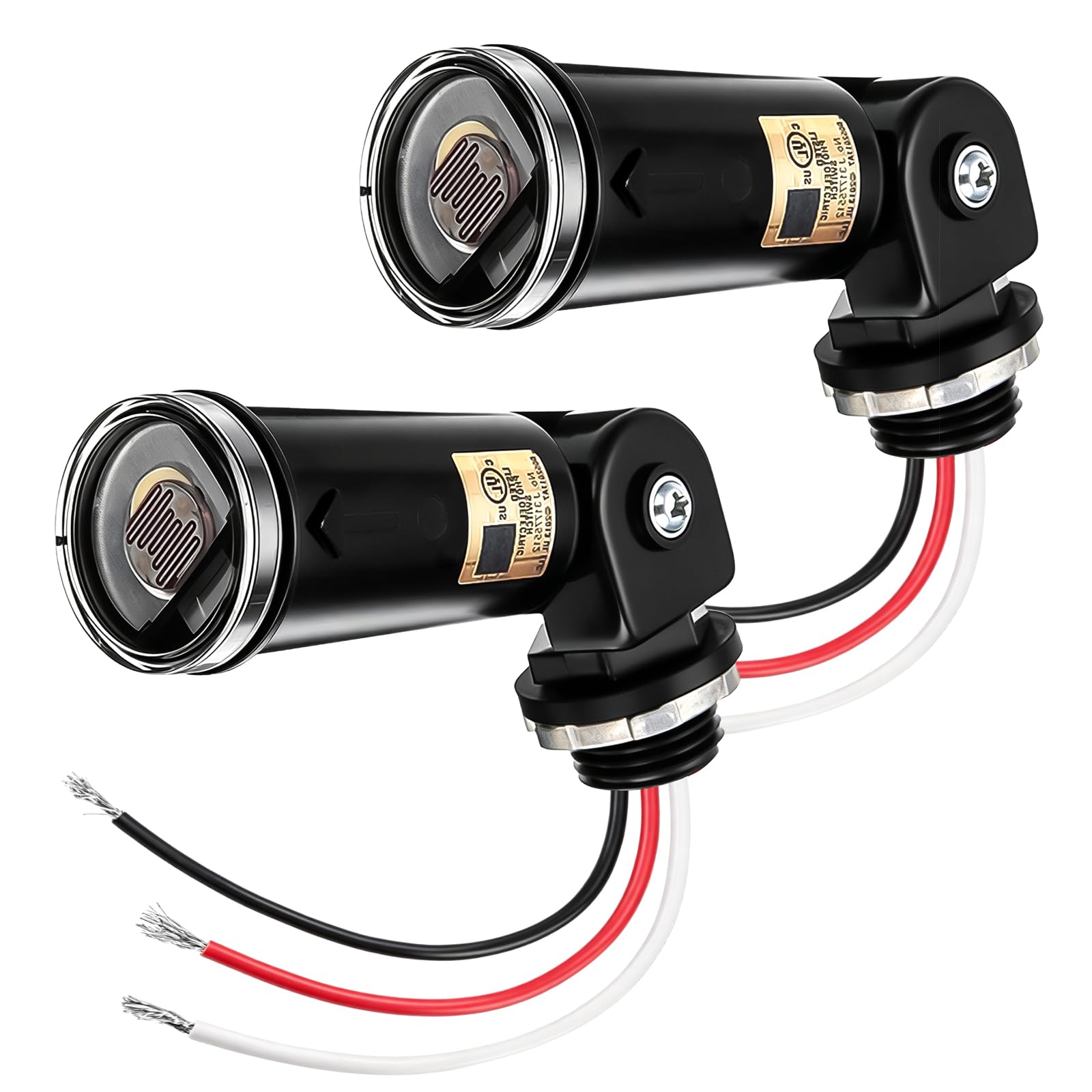 Interruptor de sensor de iluminación automático, 2 piezas, interruptor fotoeléctrico para luz exterior, sensor de fotocélulas con retardo de tiempo, compensación de temperatura, resistente al