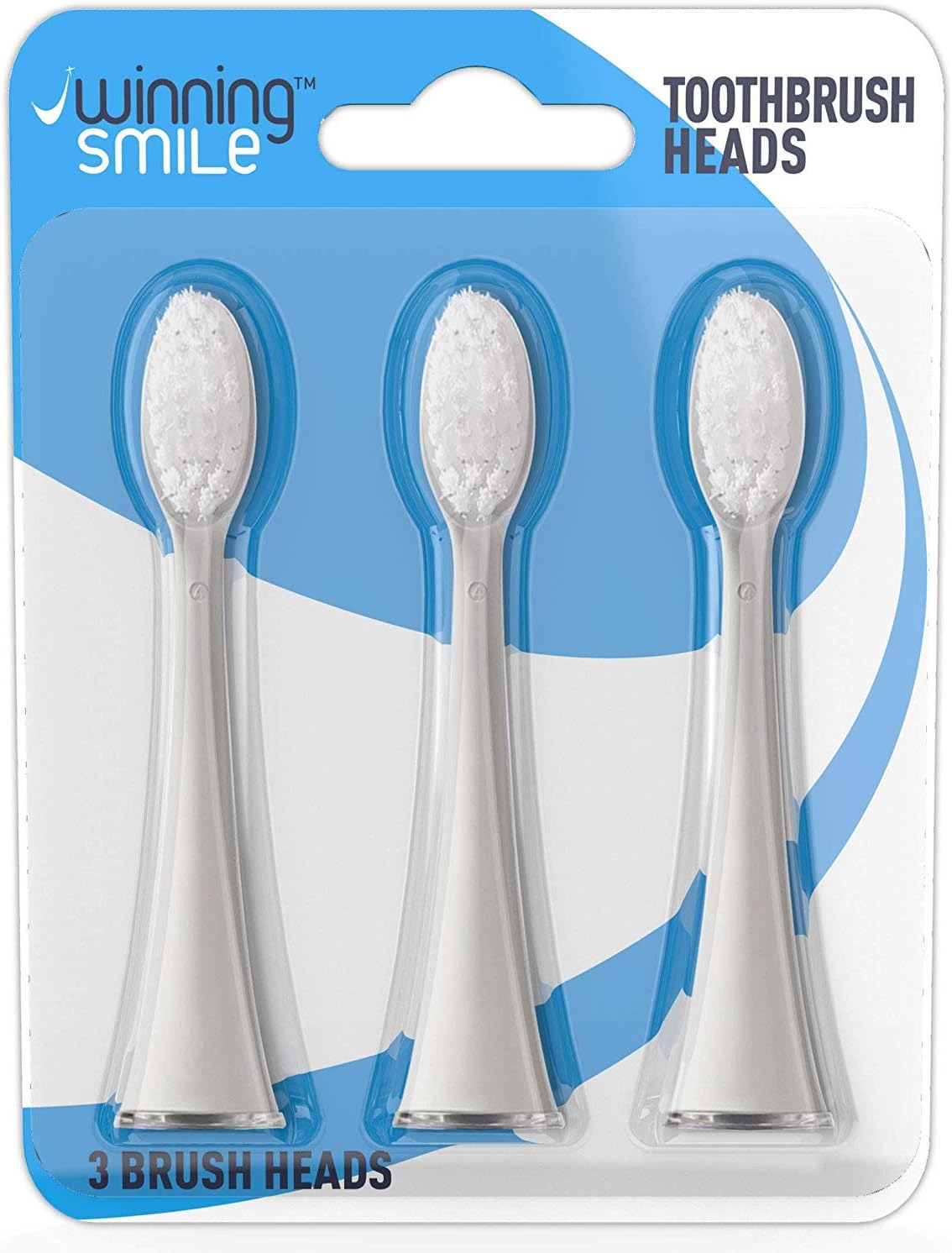 Winning Smile Electric Toothbrush Compatible Replacement Brush Heads - Curved brush design for deeper clean between teeth - Pack of 3 brushes