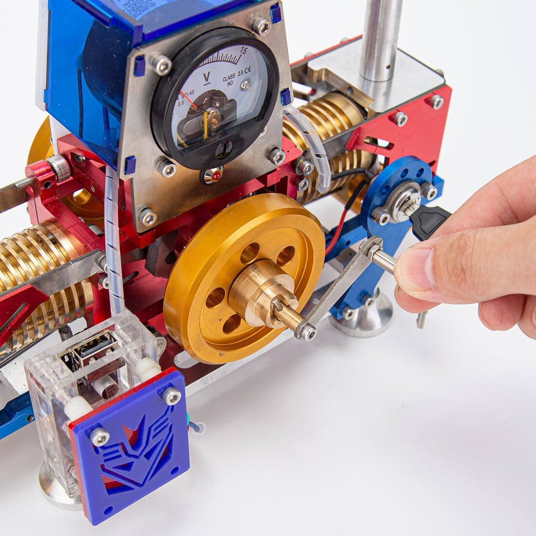Flame Eater Engine, Horizontal Opposed Double-Cylinder Flame-Licker Suction Fire Vacuum Stirling Engine Power Generator Model, Educational Physics Experiment Kit
