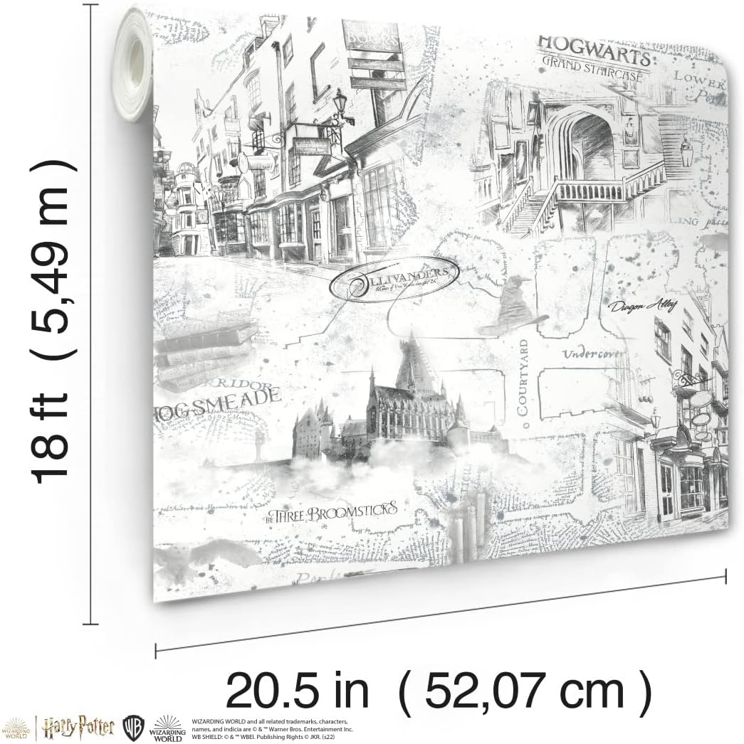 RoomMates RMK12353PL Harry Potter Map White Peel and Stick Wallpaper