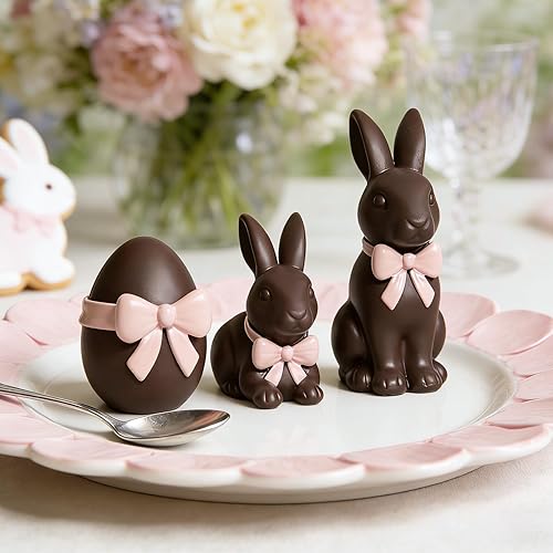 DN DECONATION Easter Decorations Bunny & Egg Figurines Set with