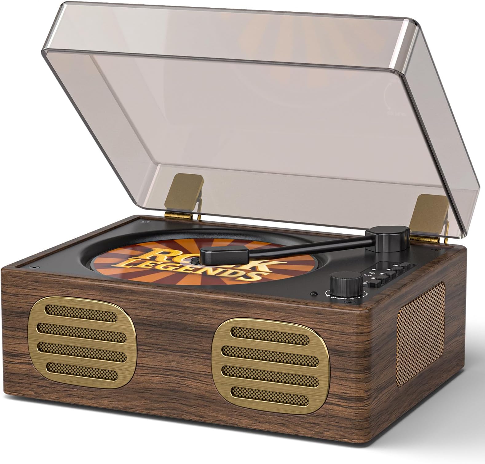 Rechargeable CD Player Portable with Upgraded Speakers Bluetooth Output - Vintage CD Player with LED Display for Home Support CD/AUX/USB, Walnut