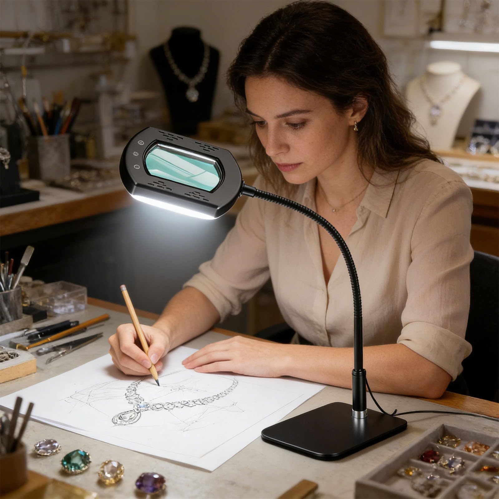 Agrandisseur tactile carré à LED renforcé avec éclairage sensible et positionnement modifiable pour une meilleure connaissance d'observation Magazine LED