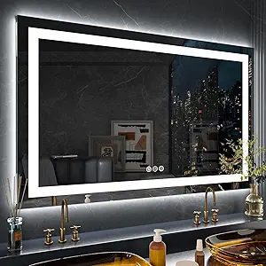 LOAAO 72"X36" Inch RGB LED Bathroom Mirror with Lights, Large, Anti-Fog, Dimmable Smart Lighted Bathroom Vanity Mirror, Multiple Light Modes, RGB Backlit + Front Light, Memory Function, Tempered Glass