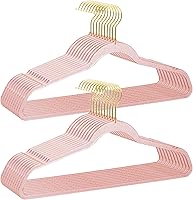 Vista 19 de Perchas de Ropa Rosas de 16", Paquete de 40 Perchas de Plástico con Recubrimiento Transparente para Armario de Adultos, Bling Ganchos de Ropa
