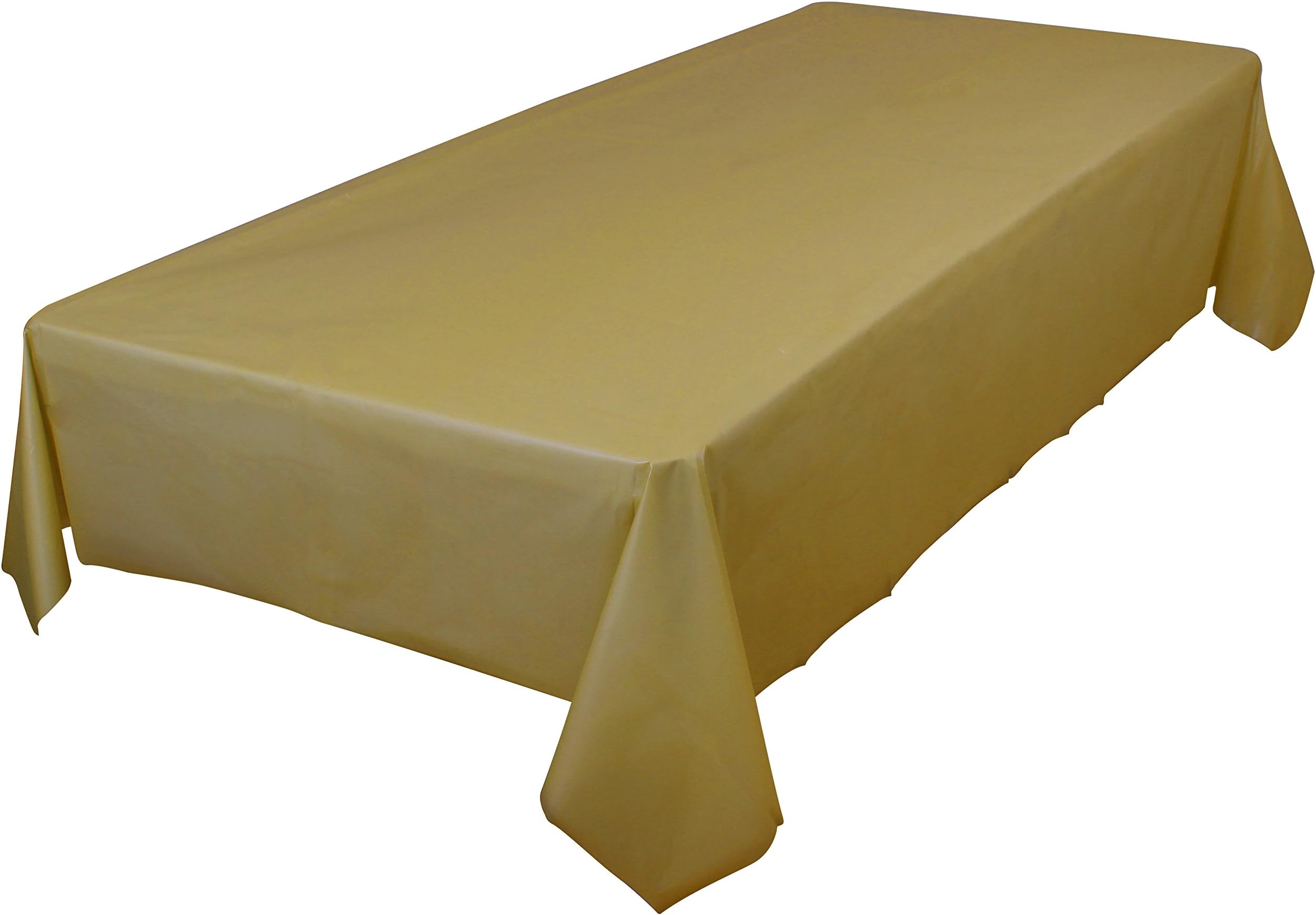Amcrate Rectangular Plastic Gold Reusable Tablecloth Cover - Ideal for Weddings, Party’s, Birthdays, Dinners, Lunch’s, Or for Any Tableware Use, (54" x 108")