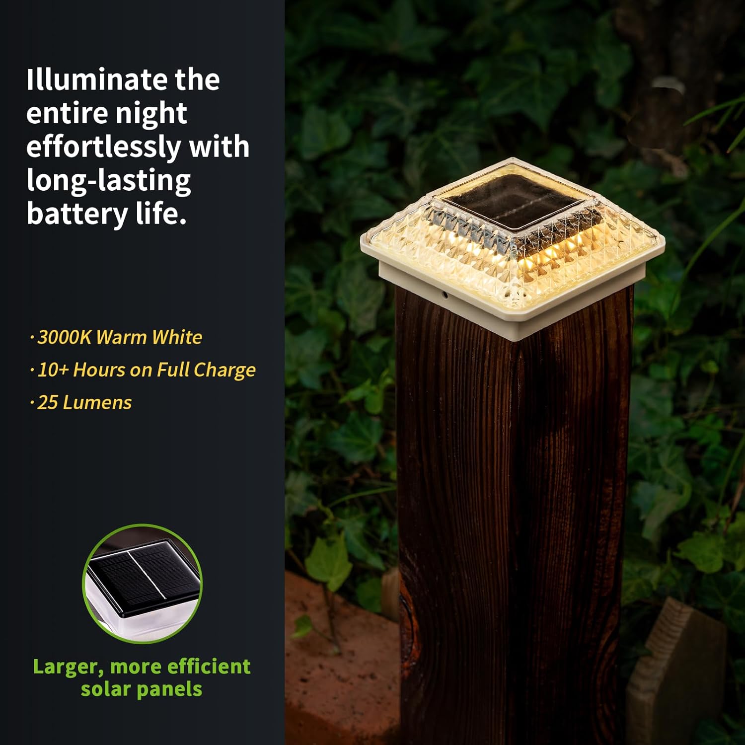 Glass Solar Post Cap Lights with Crystal Style - Decorative Deck Fence Lights for 4x4 5x5 Posts Hidden Solar Panel, Modular Design, 10Hr Runtime, IP65, Warm White, White, 4 Pack