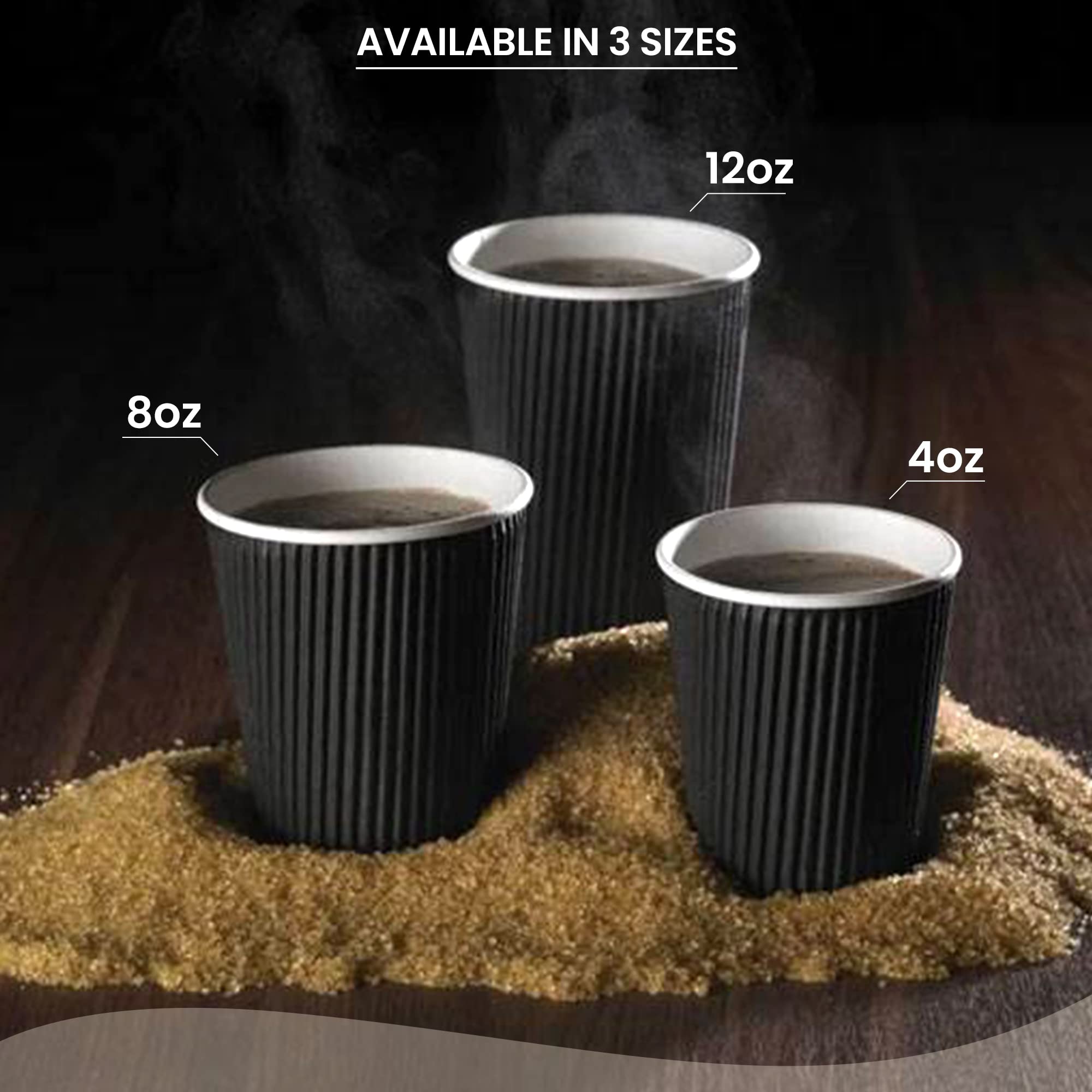 Black Ripple Paper Cups - 12oz - 500/case - Kays Wholesale INC - View #4