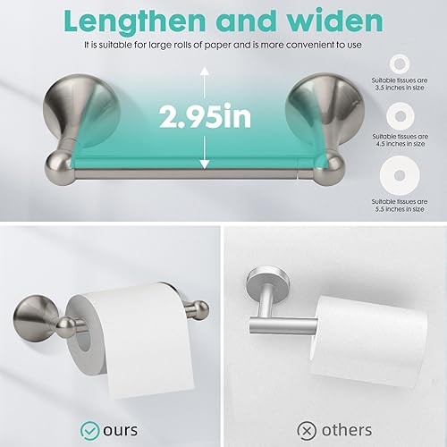 Miniatura 4 de Juego de accesorios de baño antiguos de 4 piezas de níquel cepillado, juego de toallero de 24 pulgadas con soporte de papel higiénico giratorio de